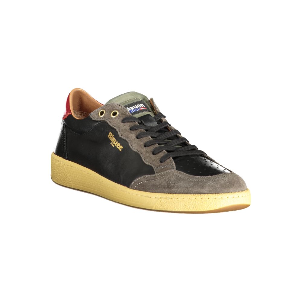 Blauer Black Leather Men Sneaker