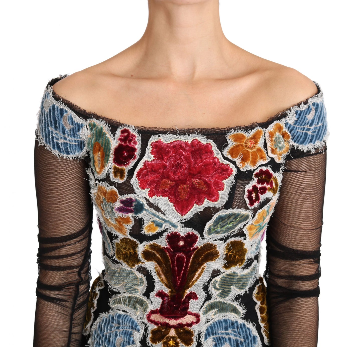 Dolce & Gabbana Elegant Floral Applique Long Sleeve Top