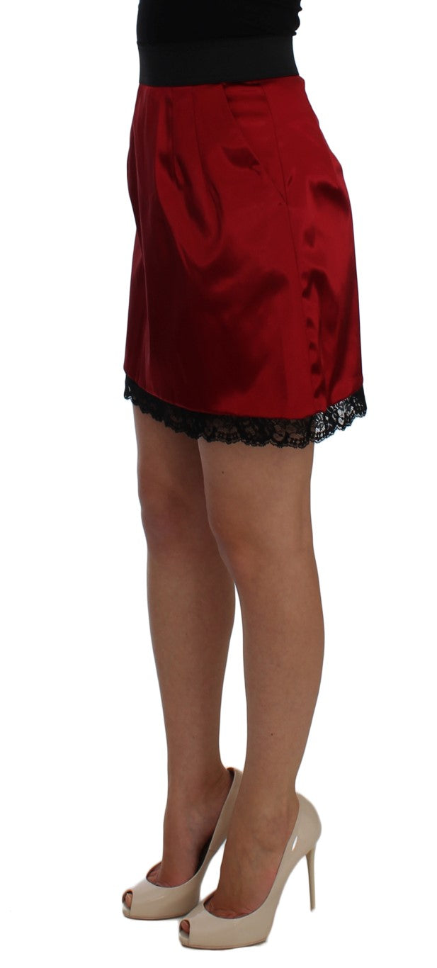 Dolce & Gabbana Elegant Red Lace High-Waist Skirt