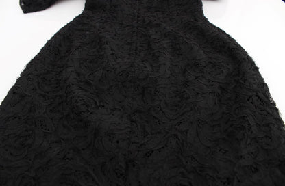 Dolce & Gabbana Elegant Black Floral Lace Maxi Dress