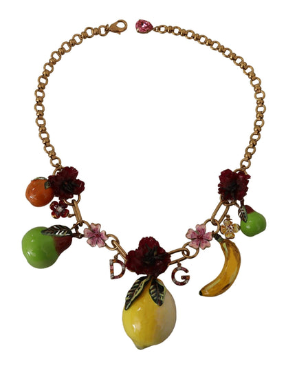 Dolce & Gabbana Chic Gold Statement Sicily Fruit Necklace