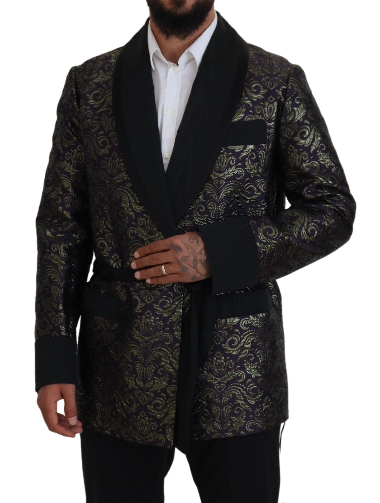 Dolce & Gabbana Gold Jacquard Robe Jacket