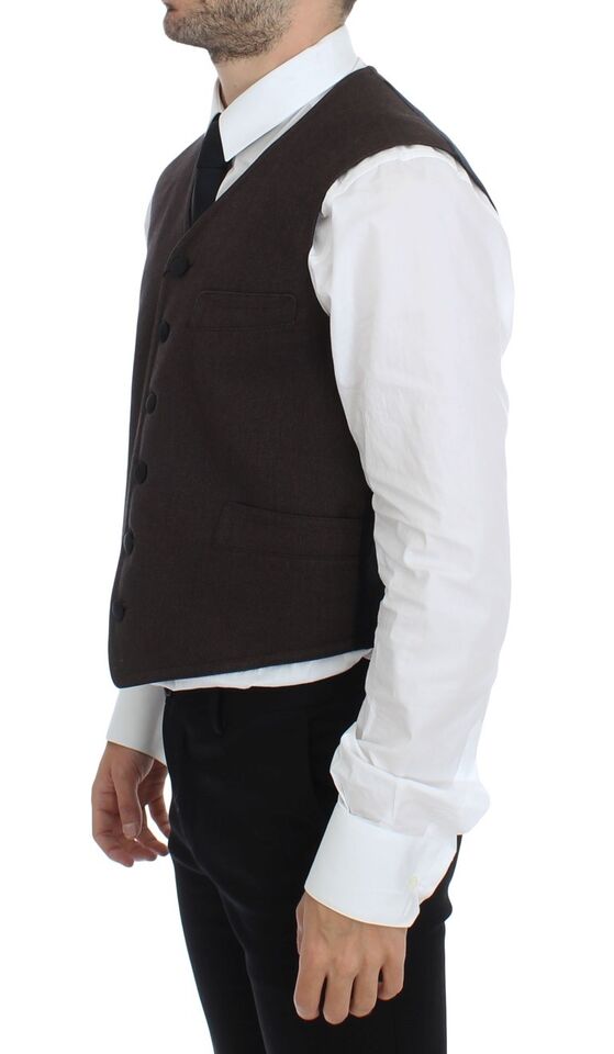Dolce & Gabbana Elegant Brown Cotton Blend Dress Vest