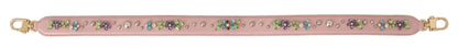 Dolce & Gabbana Stunning Pink Crystal Studded Leather Strap