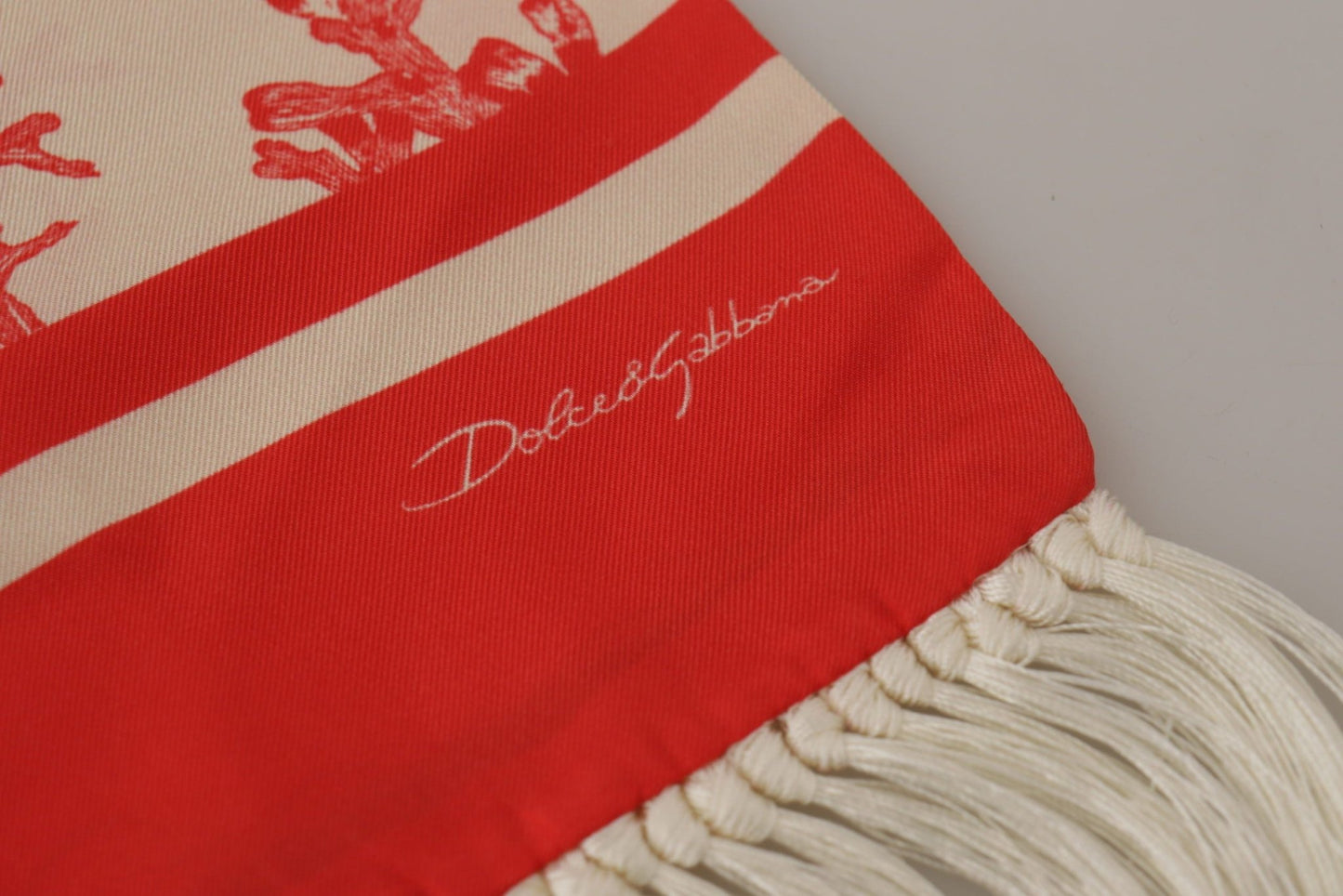 Dolce & Gabbana Elegant Silk Men's Scarf Wrap - Red Coral Print