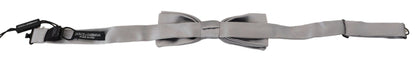 Dolce & Gabbana Elegant Gray Silk Bow Tie