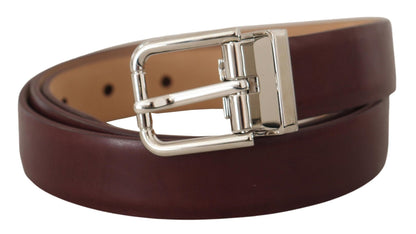 Dolce & Gabbana Elegant Leather Belt with Silver Tone Buckle