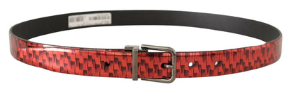 Dolce & Gabbana Elegant Red Leather Belt with Silver Buckle