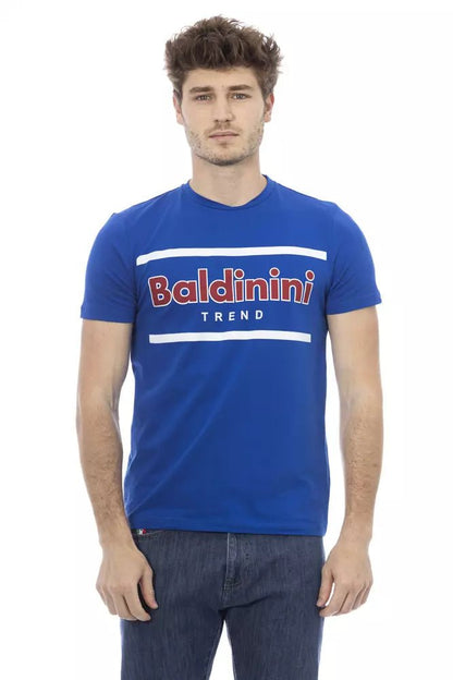 Baldinini Trend Chic Blue Cotton Tee with Front Print