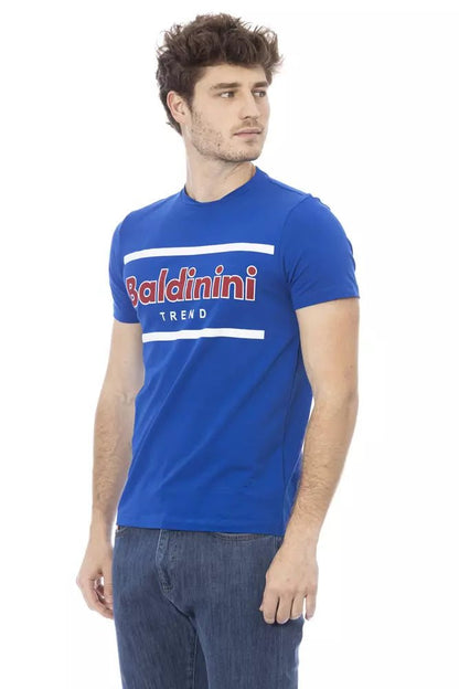 Baldinini Trend Chic Blue Cotton Tee with Front Print