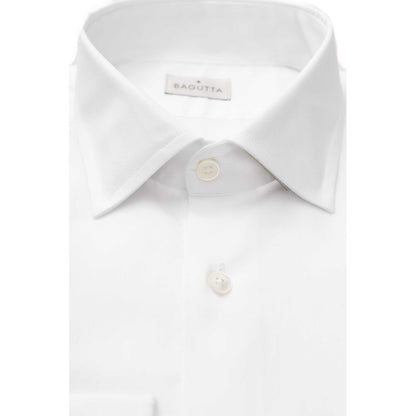 Bagutta Sleek White Slim Fit French Collar Shirt