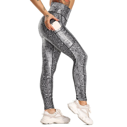 Fashion Snake Print Yoga Pants Elastic animal skin sports leggings Leopard Print Fitness Women pants High Waist gym sportswear