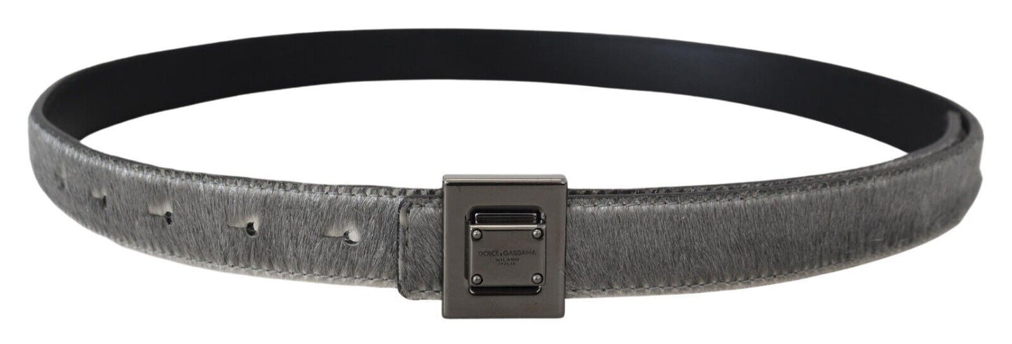 Dolce & Gabbana Elegant Silver Leather Designer Belt